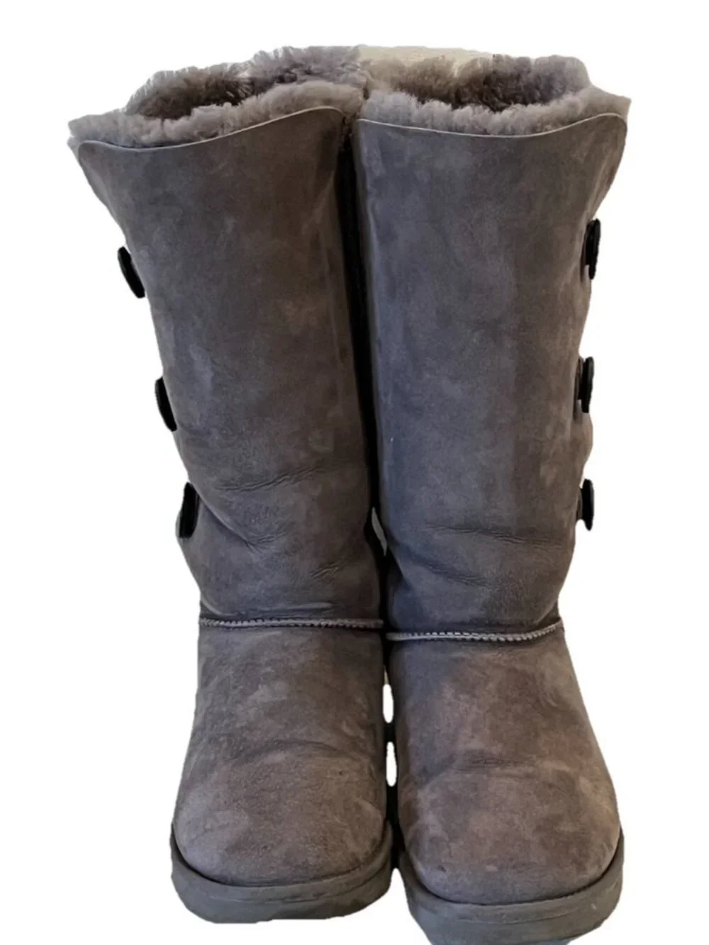 UGG Classic Gray Bailey 3 Button Triplet II Suede Winter Tall Boots